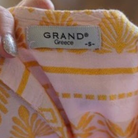 Grand Sleeveless V Neckline Printed Tiered Mini Dress Yellow Womens Size Small - Picture 6 of 7